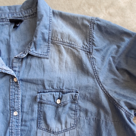 TORRID Chambray Long-Sleeved Shirt 100%Cotton. - Picture 5 of 14